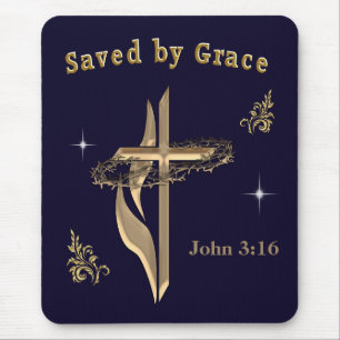 Alfombrilla De Ratón Verso de la Biblia salvado por Grace