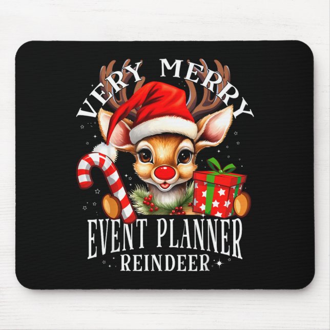 Alfombrilla De Ratón Very Merry Event Planner Reindeer Matching Christm (Frente)