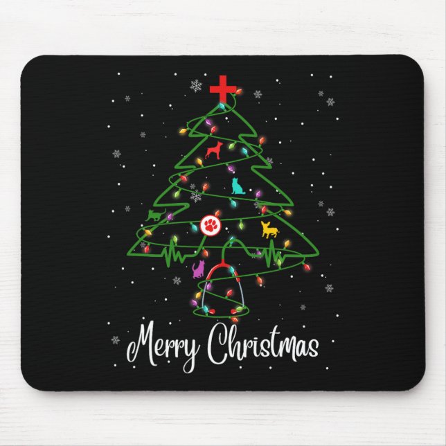 Alfombrilla De Ratón Vet Tech Veterinaria Árbol de Navidad Merry Christ (Frente)
