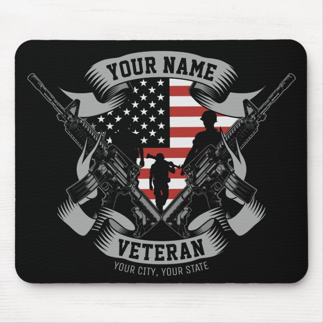 Alfombrilla De Ratón Veterano norteamericano personalizado orgulloso de (Frente)