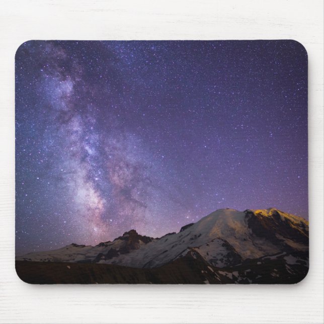 Alfombrilla De Ratón Vía Láctea y Monte Rainier | Estado de Washington (Frente)