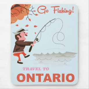 Alfombrilla De Ratón Viaje a las vacaciones de pesca retro de Ontario.