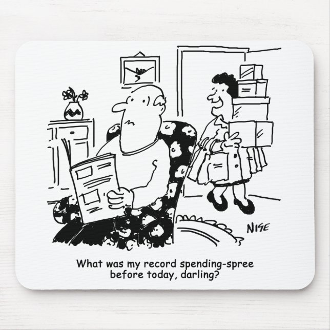 Alfombrilla De Ratón Viaje de compras. Gasto de registro. Sobreviviendo (Frente)