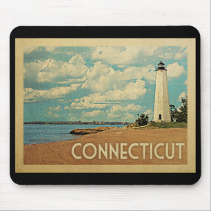 Alfombrilla De Ratón Viaje de época del faro de Connecticut