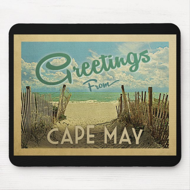 Alfombrilla De Ratón Viaje de vintage de la playa de Cape May (Frente)