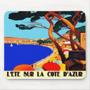 Alfombrilla De Ratón Viaje del francés de Cote d'Azur del vintage
