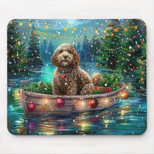 Alfombrilla De Ratón Viaje Festivo de Navidad de Cockapoo (Frente)