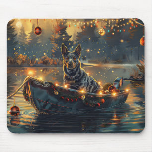 Alfombrilla De Ratón Viaje Festivo de Navidad del Blue Heeler