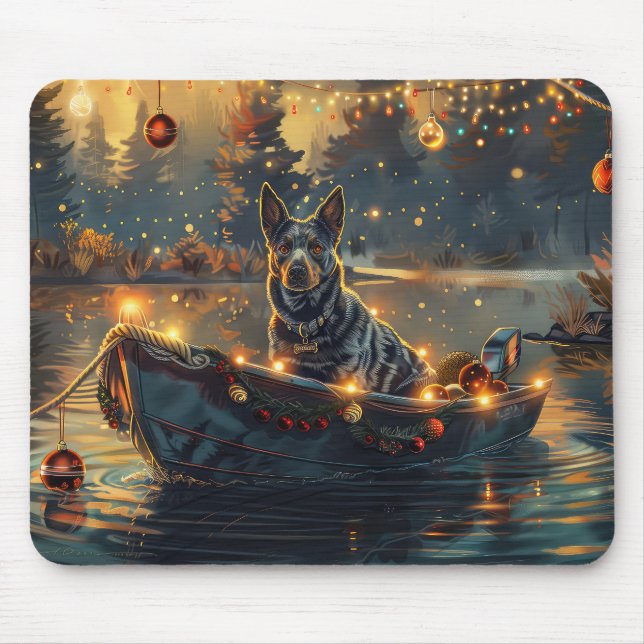 Alfombrilla De Ratón Viaje Festivo de Navidad del Blue Heeler (Frente)