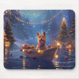 Alfombrilla De Ratón Viaje Festivo de Navidad del Terrier Australiano