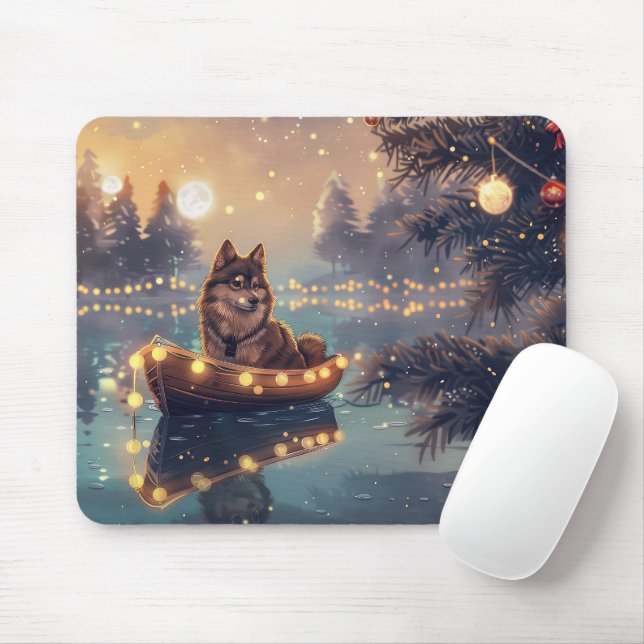 Alfombrilla De Ratón Viaje festivo de Navidades de Lapphund finlandeses (Con ratón)