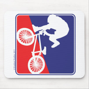 Alfombrilla De Ratón Viajero BMX en blanco y azul rojo