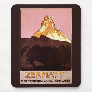 Alfombrilla De Ratón Viajes antiguos, montaña Matterhorn, Suiza