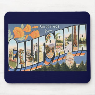 Alfombrilla De Ratón Viajes antiguos, saludos de amapolas de California