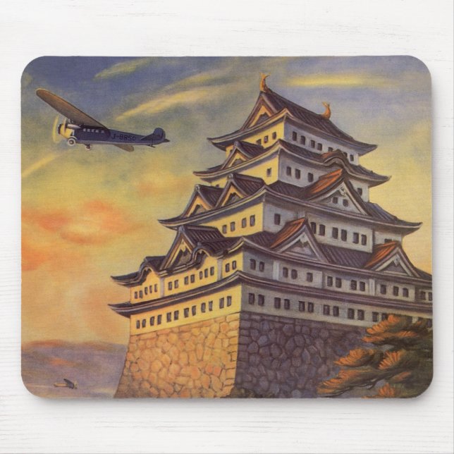 Alfombrilla De Ratón Viajes de cosecha Japón, avión japonés Pagoda (Frente)