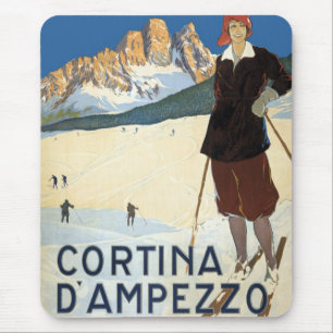 Alfombrilla De Ratón Viajes de época Cortina d'Ampezzo, Alpes Italianos