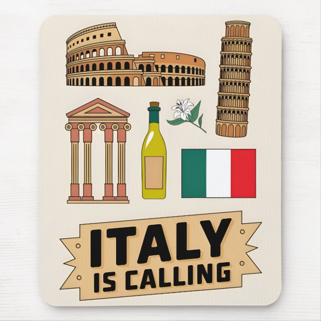 Alfombrilla De Ratón Viajes de época Italia Icónicos Símbolos Nacionale (Frente)
