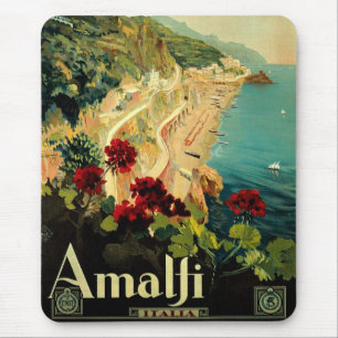 Alfombrilla De Ratón Viajes de época, playa de la costa italiana de Ama