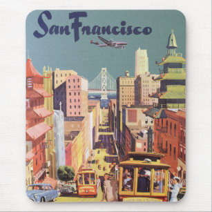 Alfombrilla De Ratón Viajes de época Poster de San Francisco Cable Carr