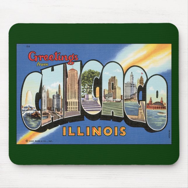 Alfombrilla De Ratón Viajes de época, saludos desde Chicago Illinois (Frente)