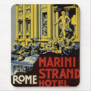 Alfombrilla De Ratón Viajes de Vintage, Hotel Marini Strand, Roma, Ital