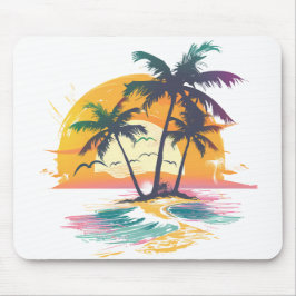 Alfombrilla De Ratón Vibes tropicales de atardecer - Palmeras y diseño 