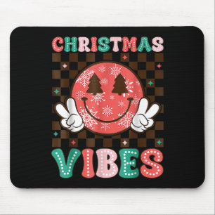 Alfombrilla De Ratón Vibraciones Navideñas Divertidas Cara Sonriente Fe
