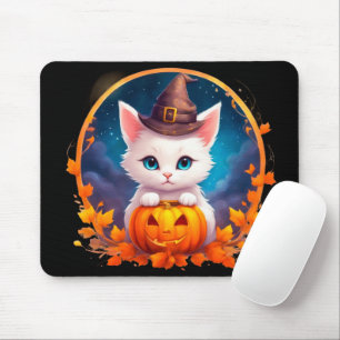 Alfombrilla De Ratón Vibrant cute kitten halloween