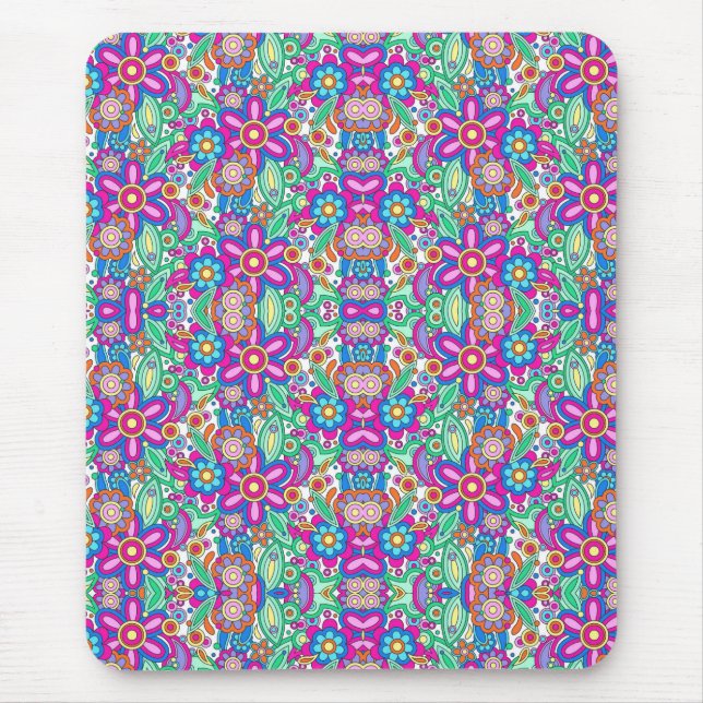 Alfombrilla De Ratón Vibrant mouse pad with a symmetrical floral  (Frente)