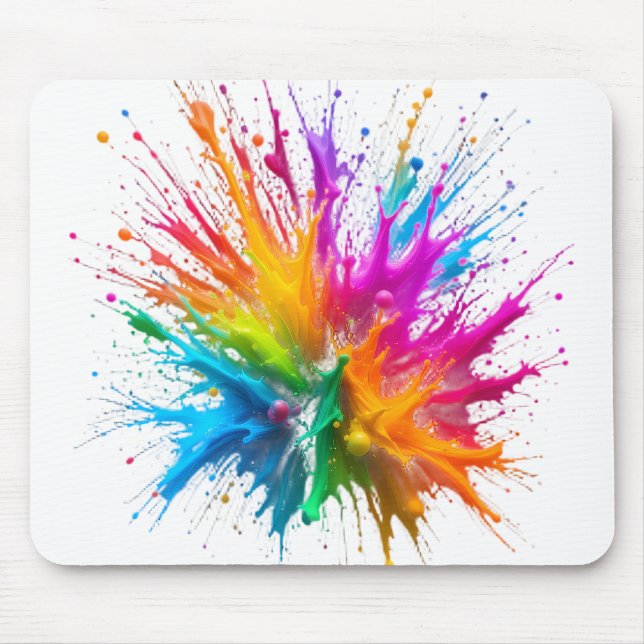 Alfombrilla De Ratón Vibrant Rainbow Paint Splatter Explosion (Frente)