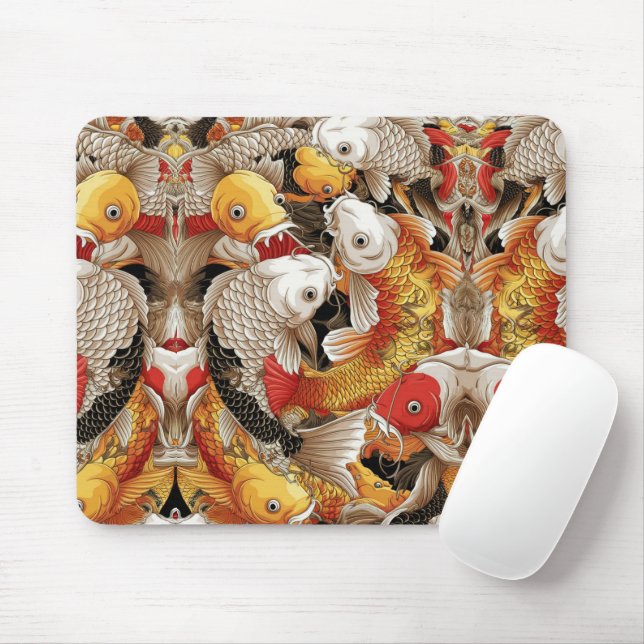 Alfombrilla De Ratón Vibrante armonía de Koi - Japonés Koi Fish Seamles (Con ratón)