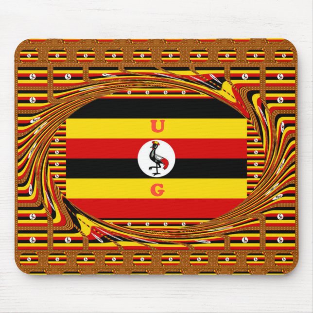 Alfombrilla De Ratón Vibrante arte inspirado en la bandera de Uganda (Frente)
