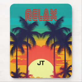 Alfombrilla De Ratón Vibrante estilo Trópico Sunset Retro 80