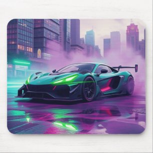 Alfombrilla De Ratón Vibrante Neon Hyper Car Mousepad
