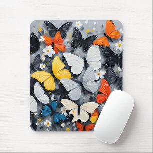 Alfombrilla De Ratón "Vibrante Vuelo: Mariposas acrílicas multicolores