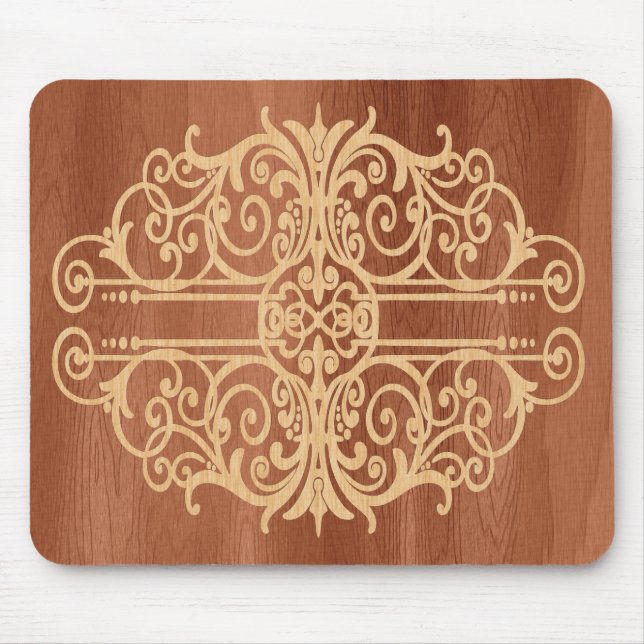 Alfombrilla De Ratón Victoriano de madera de madera oscura con luz de d (Frente)