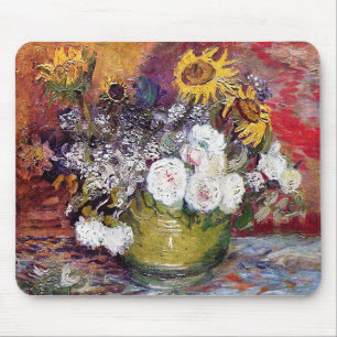 Alfombrilla De Ratón Vida con Rosas y girasoles - Van Gogh