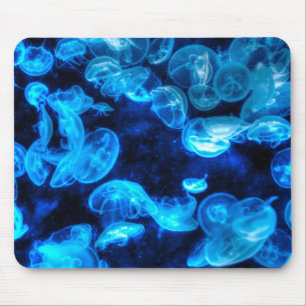 Alfombrilla De Ratón Vida marina náutica Blue Jellyfish