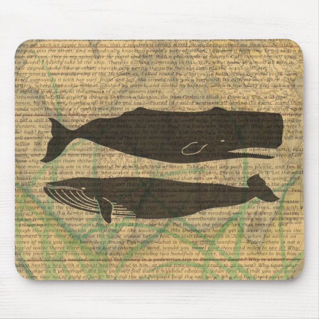 Alfombrilla De Ratón Vida marina náutica de ballena antigua (Frente)