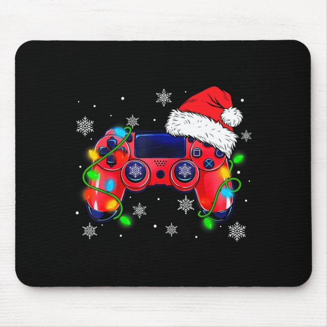 Alfombrilla De Ratón Video Game Controller Christmas Santa Hat Gamer Bo (Frente)