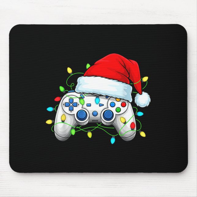 Alfombrilla De Ratón Video Game Controller Christmas Santa Hat Gamer Bo (Frente)