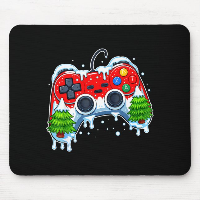 Alfombrilla De Ratón Video Game Controller Christmas Santa Hat Gamer Bo (Frente)