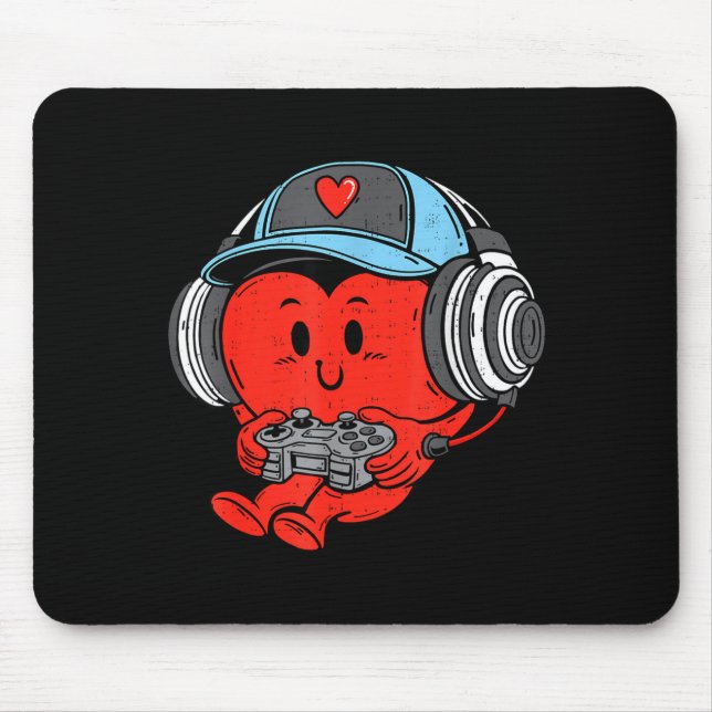 Alfombrilla De Ratón Video Game Gamer Heart Valentines Day Gaming Boys  (Frente)