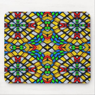 Alfombrilla De Ratón Vidrio amarillo, rojo y azul manchado