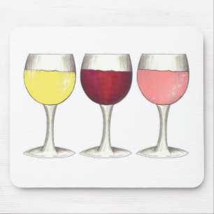 Alfombrilla De Ratón Vidrio de Rosé Blanco Rojo Glasses Winery Wine Lov