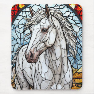 Alfombrilla De Ratón vidrio emplomado de Caballo Blanco