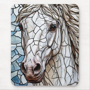 Alfombrilla De Ratón vidrio emplomado de Caballo Blanco