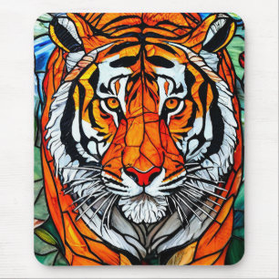 Alfombrilla De Ratón Vidrio emplomado de tigre