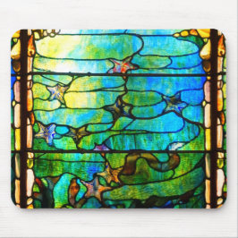 Alfombrilla De Ratón Vidrio manchado mirar ventana tiffany starfish mar