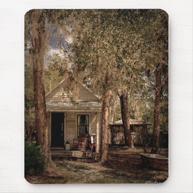 Alfombrilla De Ratón Vieja vieja Florida Rústica Cabaña de Madera (Frente)